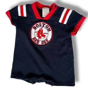 Retro Boston Red Sox Baby Romper navy blue red short sleeve baby boy 6-9 months